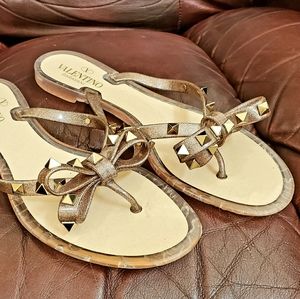 Valentino Gold Studded Sandals